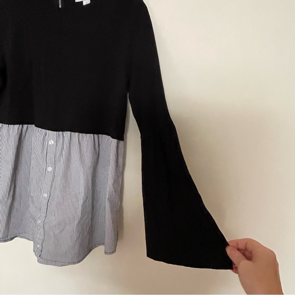 Motherhood Maternity Black and Black and White Striped Layer Long Sleeve Size M - Picture 12 of 16